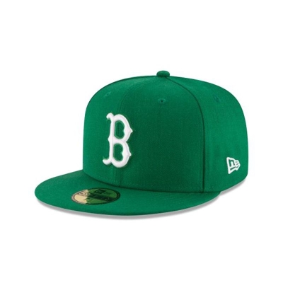 Green Boston Red Sox Hat - New Era MLB Basic 59FIFTY Fitted Caps USA1672945